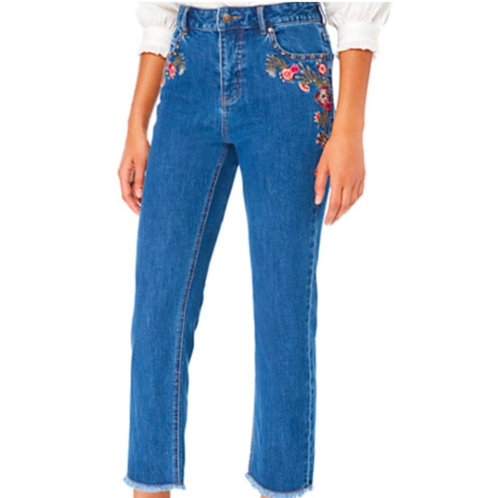 Kate Spade Blue Jeans with Floral Embroidery Size 26.